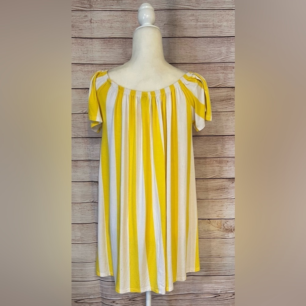 ASOS Yellow and White Striped Short Sleeve Relaxed Fit Midi Dress size 4 - Picture 4 of 5